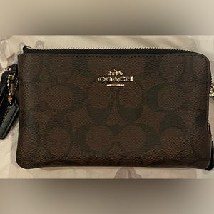 Coach Large Corner Zip Wristlet in Signature Canvas